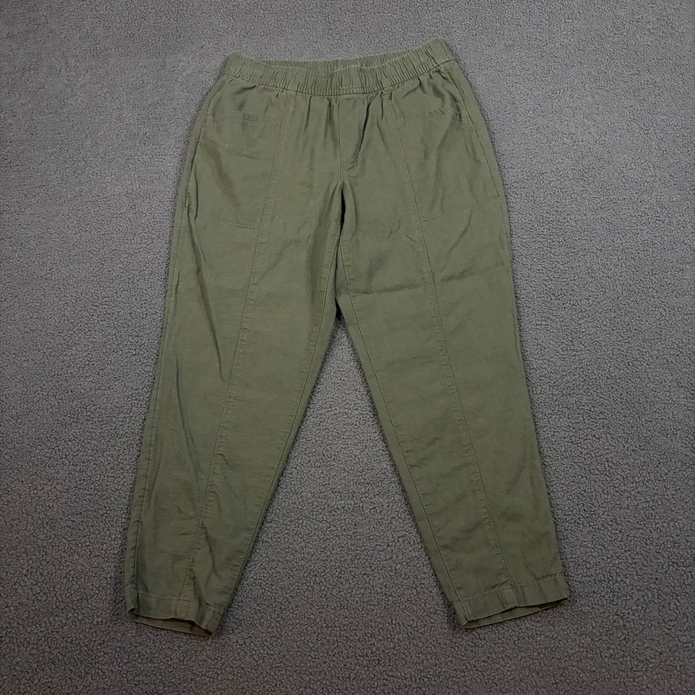 Old Navy Pants Women S Petite Green Straight Taper High Rise Linen Blend 8934